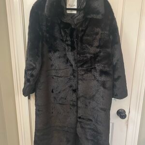 Abercrombie Black Faux Fur Coat NWT